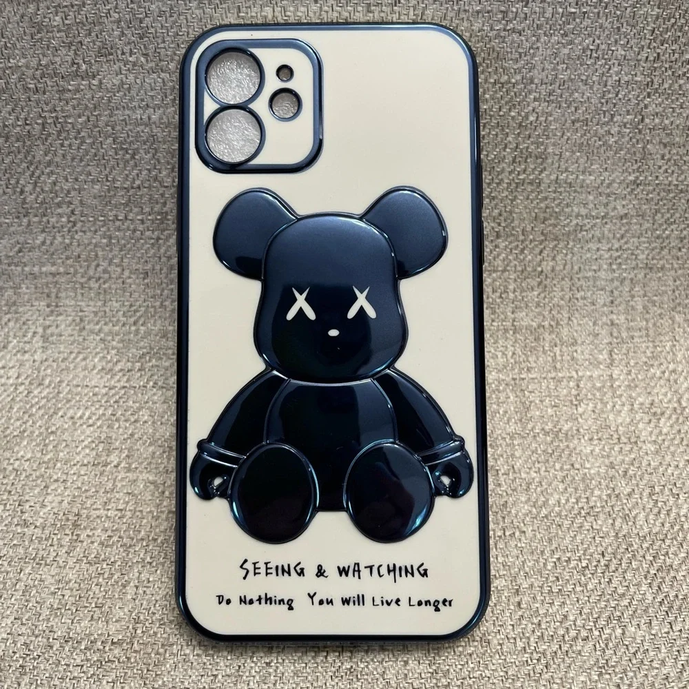 Electroplate Blue Violent Bear in White Background iPhone Case